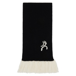 Black Rib Knit Scarf 222562M150001