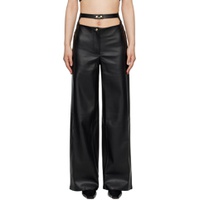 Black High Rise Faux Leather Trousers 231726F087000
