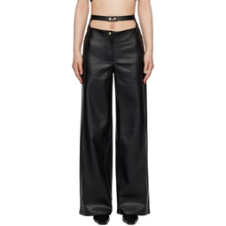 Black High Rise Faux Leather Trousers 231726F087000