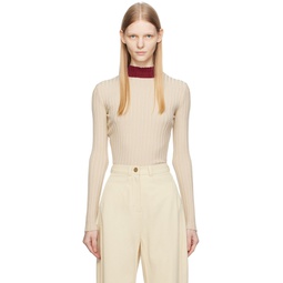 Beige Colorblocked Turtleneck 232726F099003