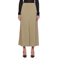 Taupe Vented Maxi Skirt 241734F093000