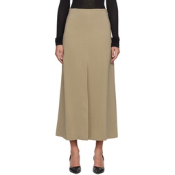 Taupe Vented Maxi Skirt 241734F093000