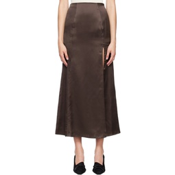 Brown Organic Silk Maxi Skirt 222734F093000