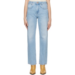 Blue Curved Jeans 241734F069001