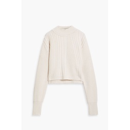 Button-detailed ribbed wool sweater
