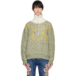 Green Embroidered Sweater 232950M201000