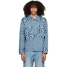 Blue Folk Checkerboard Jacket 231950M180003