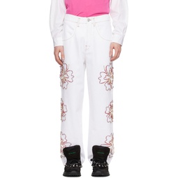 White Embroidered Jeans 241950M186001