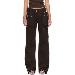 Brown Garment Dyed Denim Cargo Pants 241901F087007