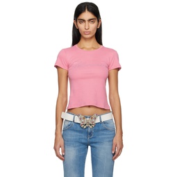 Pink Crystal Cut T Shirt 241901F110005