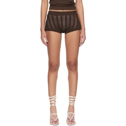 Brown Scalloped Shorts 241901F088002