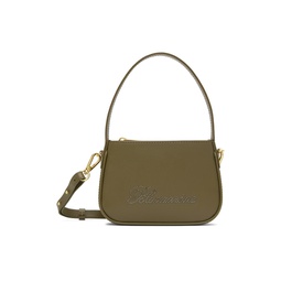 Khaki Nappa Leather Rhinestone Logo Bag 241901F046002