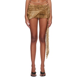 Brown Wrap Miniskirt 231901F090016