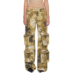 Brown Camouflage Denim Cargo Pants 241901F087004