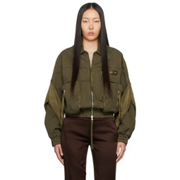 Khaki Padded Bomber Jacket 241901F058001