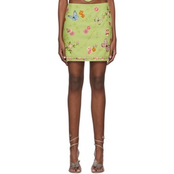 Green Polyester Mini Skirt 221901F090004