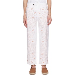 White Braided Couching Trousers 232169M191005