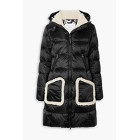 Quilted satin-twill hooded down coat
