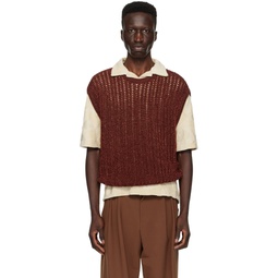 Burgundy Crewneck Vest 241945M201001