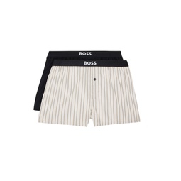 Two Pack Black   Beige Boxers 241085M216017