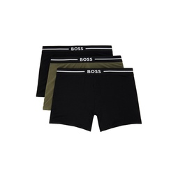 Three Pack Khaki   Black Boxers 232085M216028