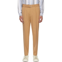 Tan Relaxed Fit Trousers 241085M191001