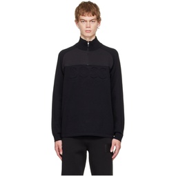 Black Half Zip Sweater 222085M202033