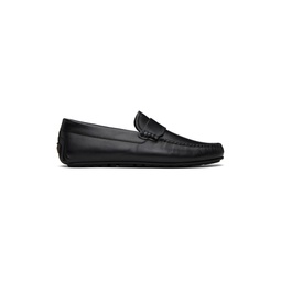 Black Nappa Leather Embossed Logo Loafers 241085M231001