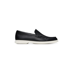 Black Tumbled Leather Loafers 241085M231003