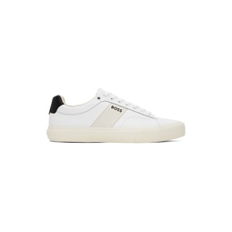 White Cupsole Contrast Band Sneakers 241085M237015