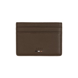 Brown Faux Leather Card Holder 241085M163005