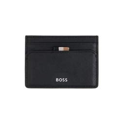 Black Faux Leather Card Holder 241085M163004
