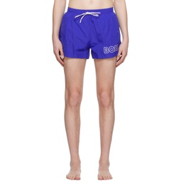Blue Printed Swim Shorts 231085M208009