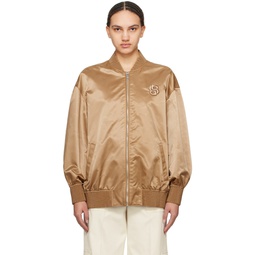 Tan Zip Bomber Jacket 241085F058002