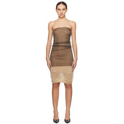 Black   Beige Semi Sheer Minidress 241085F052000