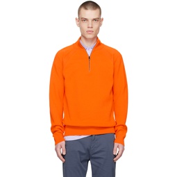 Orange Half Zip Sweater 231085M202039