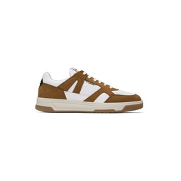 Brown   White Mixed Material Sneakers 241085M237059