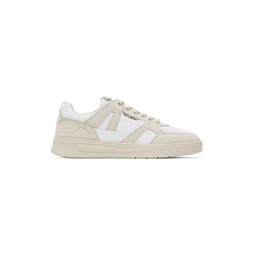 Beige   White Mixed Material Sneakers 241085M237060
