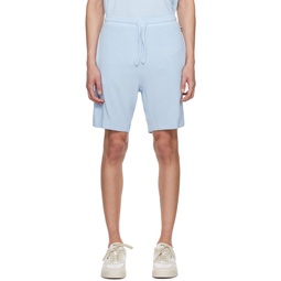 Blue Embroidered Shorts 241085M193022