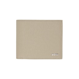 Taupe Embossed Leather Logo Lettering Wallet 241085M164009