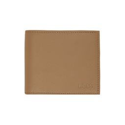 Brown Matte Leather Embossed Logo Wallet 241085M164012