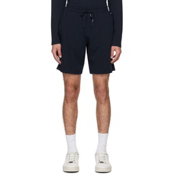 Navy Embroidered Shorts 241085M193000