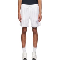 White   Gray Stripe Shorts 241085M193060