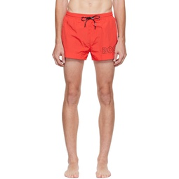 Red Crinkled Swim Shorts 222085M208021