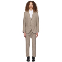 Beige Slim Fit Suit 241085M196001