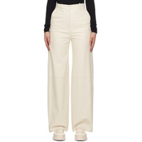 Off White Wide Leg Leather Pants 241085F084000