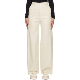 Off White Wide Leg Leather Pants 241085F084000