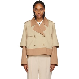 Beige Double Breasted Jacket 231085F063004