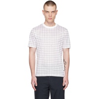 White Grid Print T Shirt 231085M213070