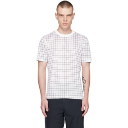 White Grid Print T Shirt 231085M213070